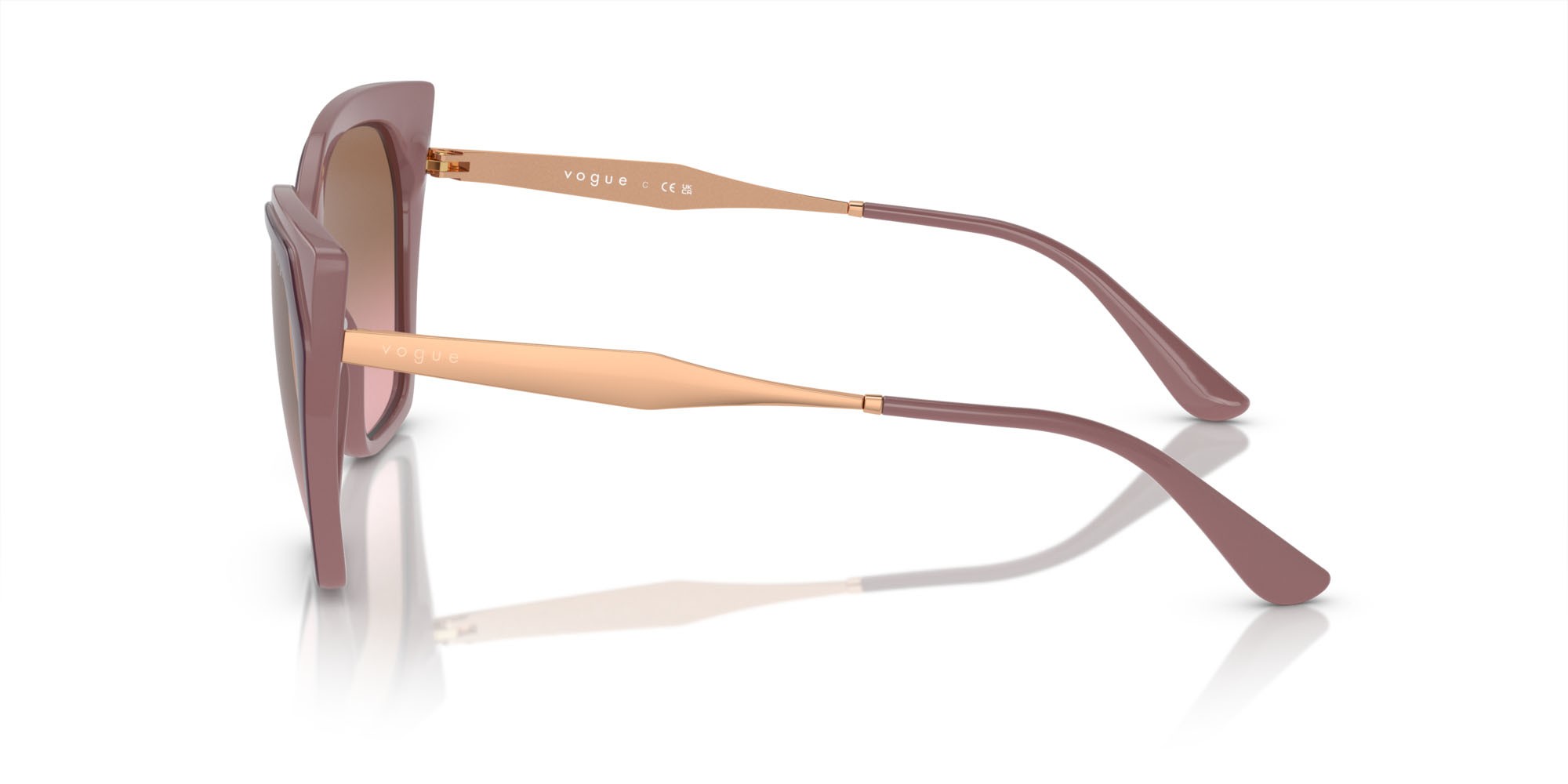 Occhiali da sole Vogue VO 5521S (310014) colore viola rosso top/rosa antico forma cat eye lenti rosa sfumato marrone