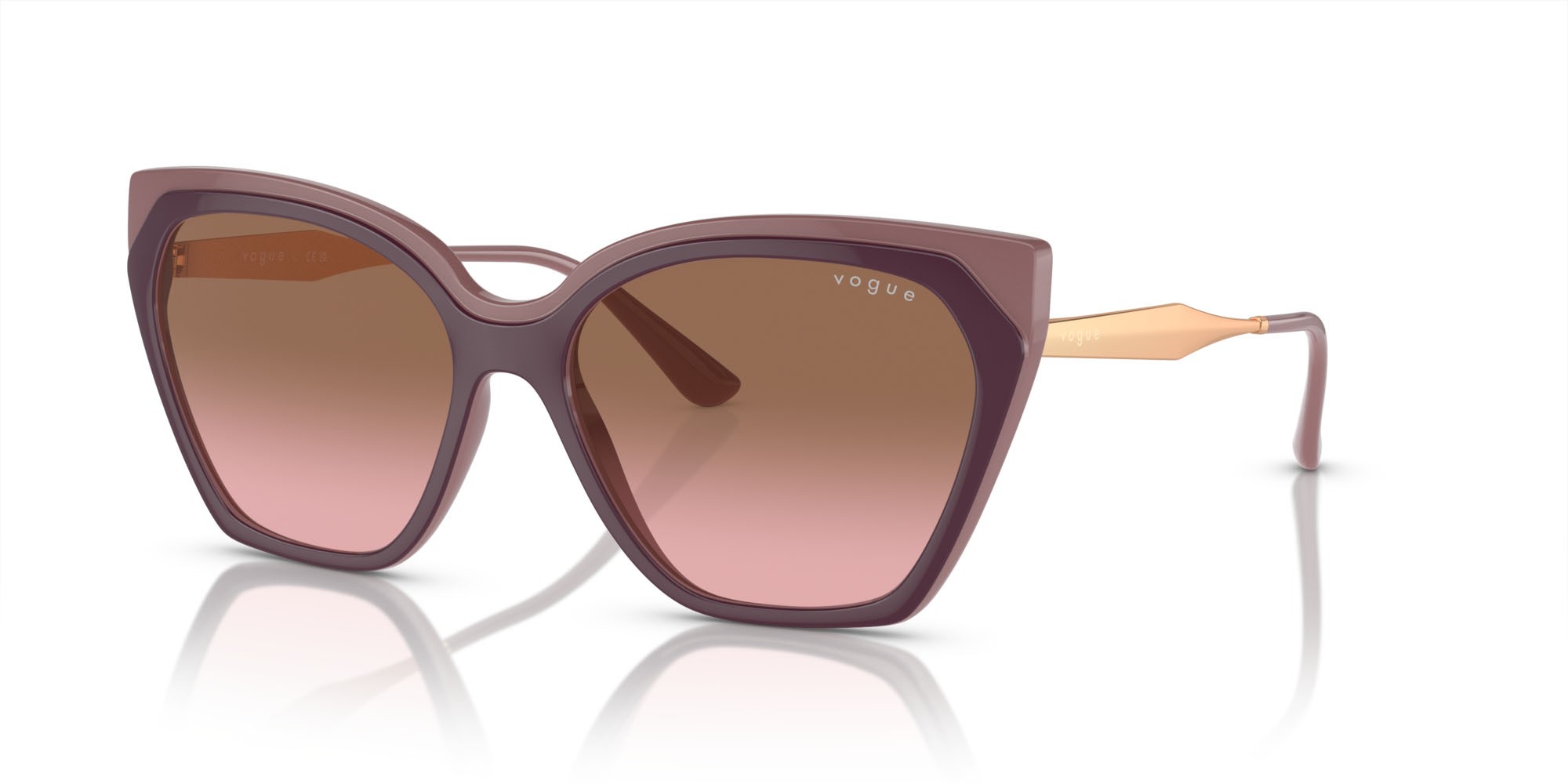 Occhiali da sole Vogue VO 5521S (310014) colore viola rosso top/rosa antico forma cat eye lenti rosa sfumato marrone