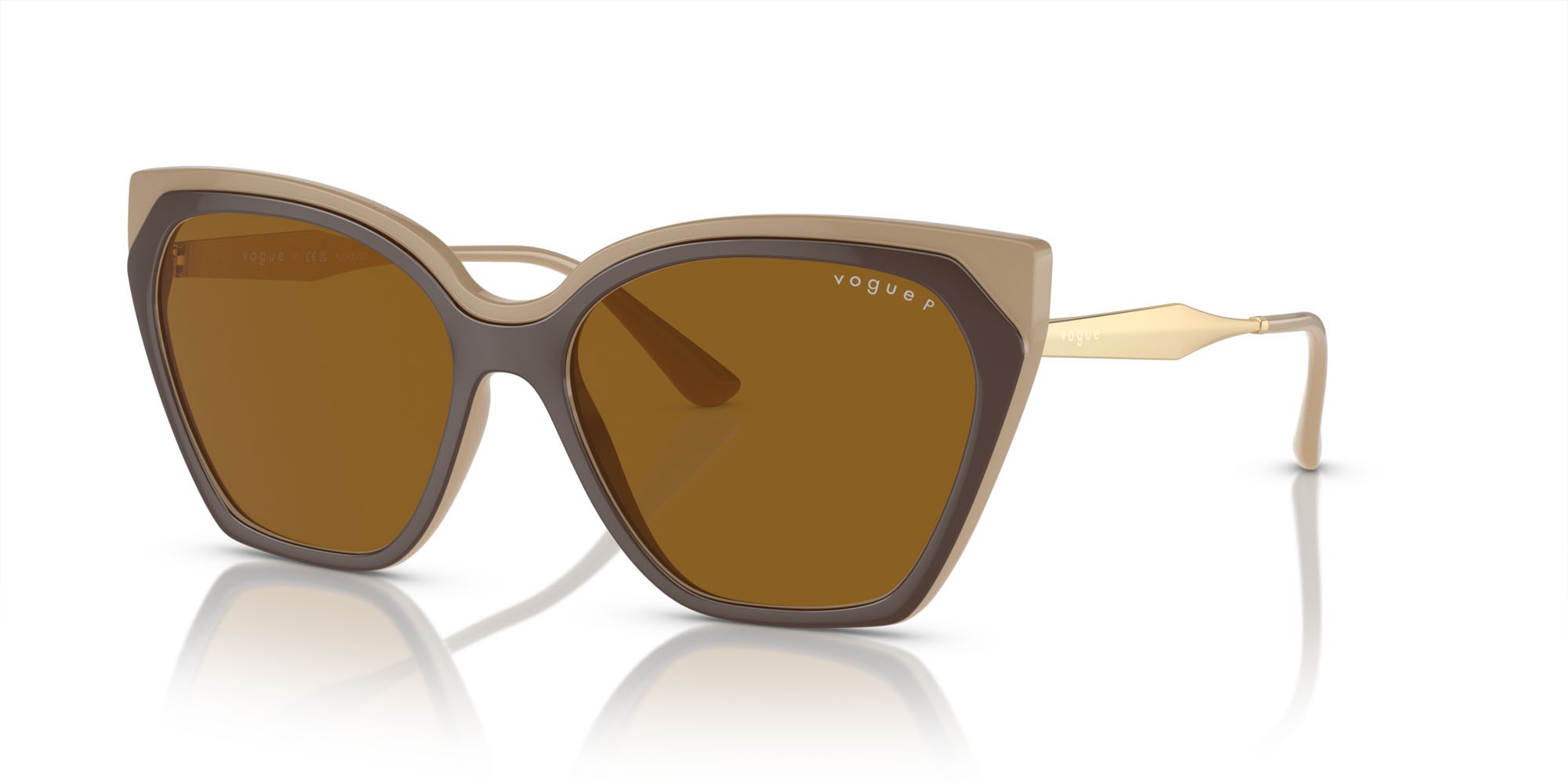Occhiali da sole Vogue VO 5521S (310183) colore marrone top/nude forma cat eye lenti polar marrone scuro