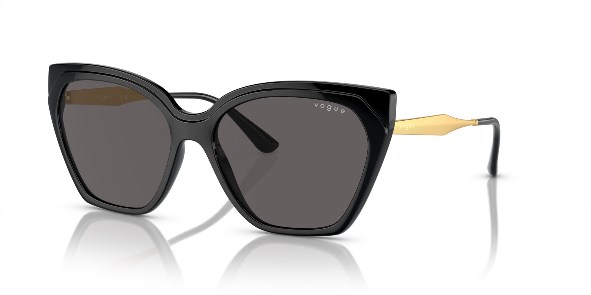 Occhiali da sole Vogue VO 5521S (W44/87) colore nero forma cat eye lenti nero/grigio fumo