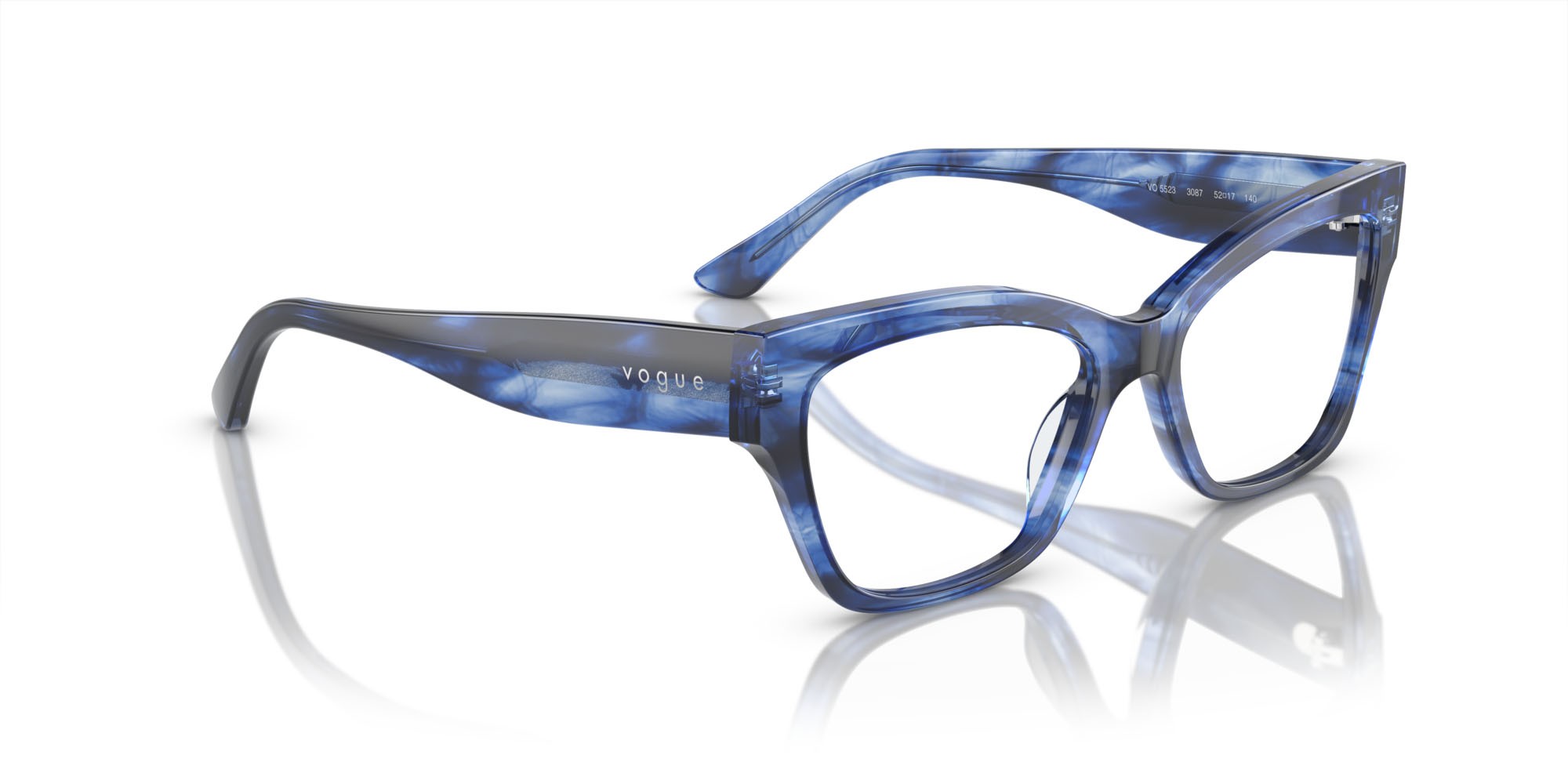 Brillen Vogue VO 5523 (3087) farbe blu havana form cat-eye gläser lente demo