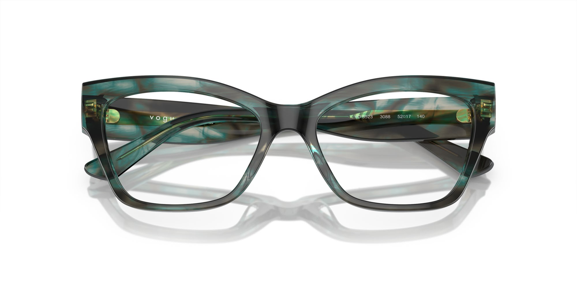 Eyeglasses Vogue VO 5523 (3088) color havana verde shape cat eye lenses lente demo