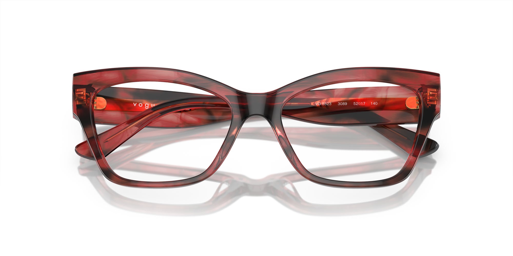 Occhiali da vista Vogue VO 5523 (3089) colore havana rosso forma cat eye lenti lente demo