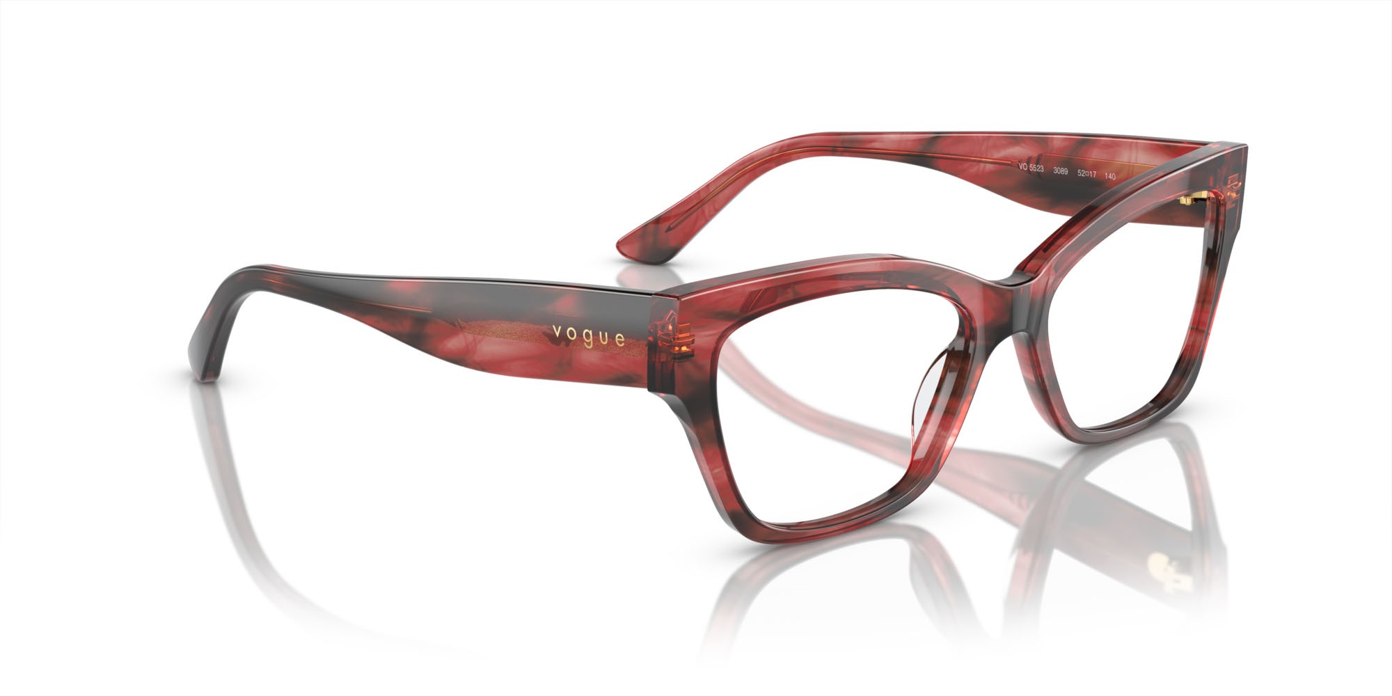 Occhiali da vista Vogue VO 5523 (3089) colore havana rosso forma cat eye lenti lente demo