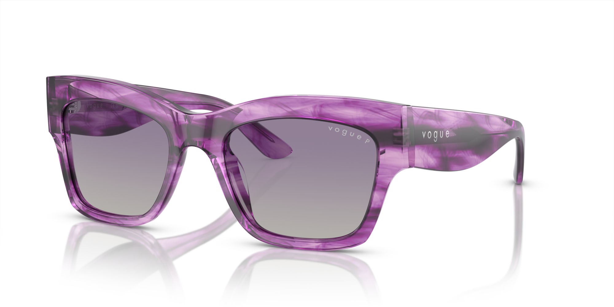 Occhiali da sole Vogue VO 5524S (30908J) colore havana viola forma quadrato lenti grigio sfumato viola polarizzata