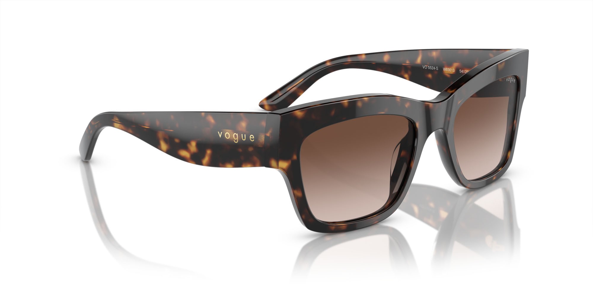 Sunglasses Vogue VO 5524S (W65613) color havana scuro shape square lenses marrone sfumato
