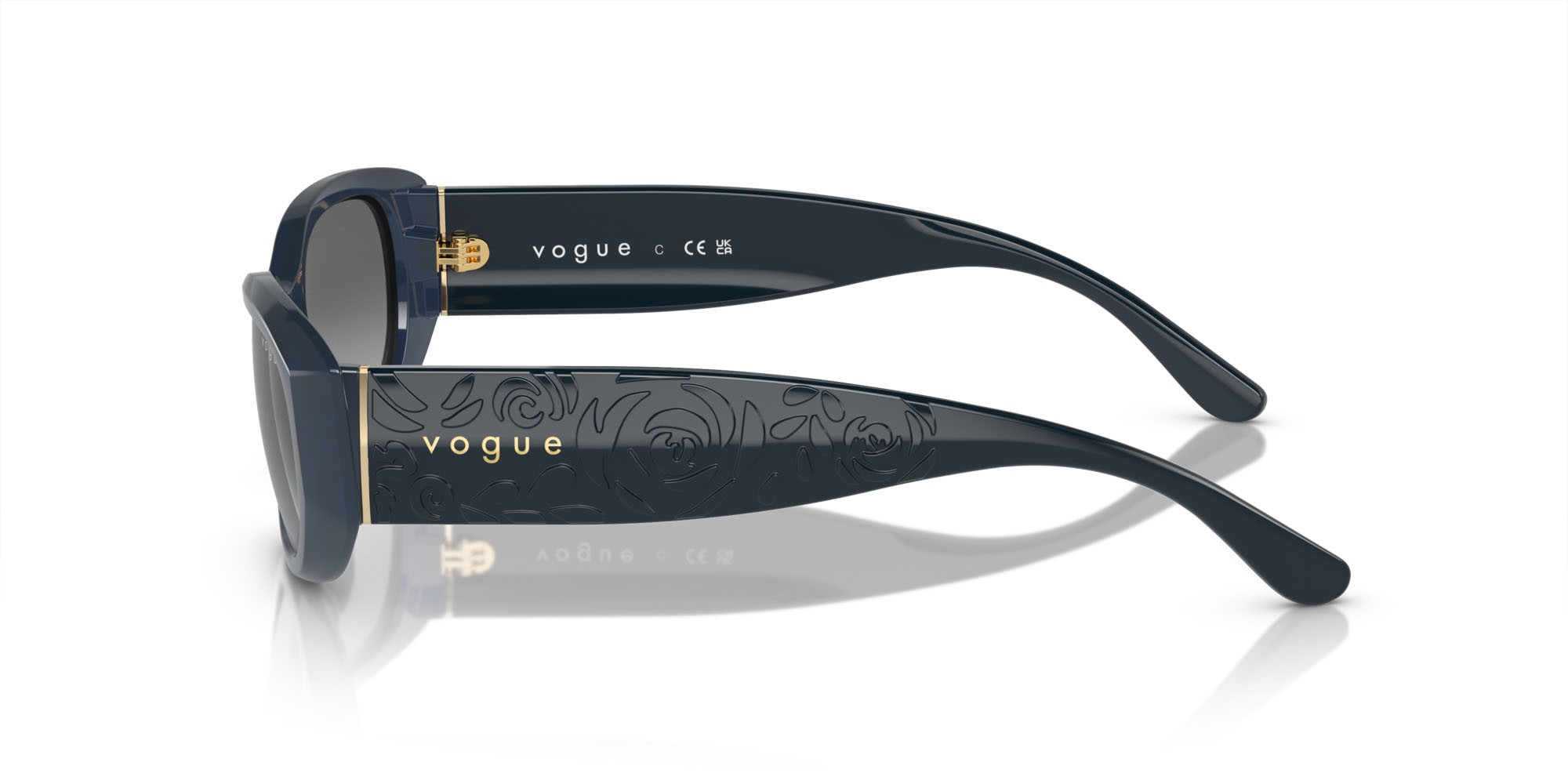Sunglasses Vogue VO 5525S (309511) color blu scuro opalino shape square lenses grigio sfumato verde scuro
