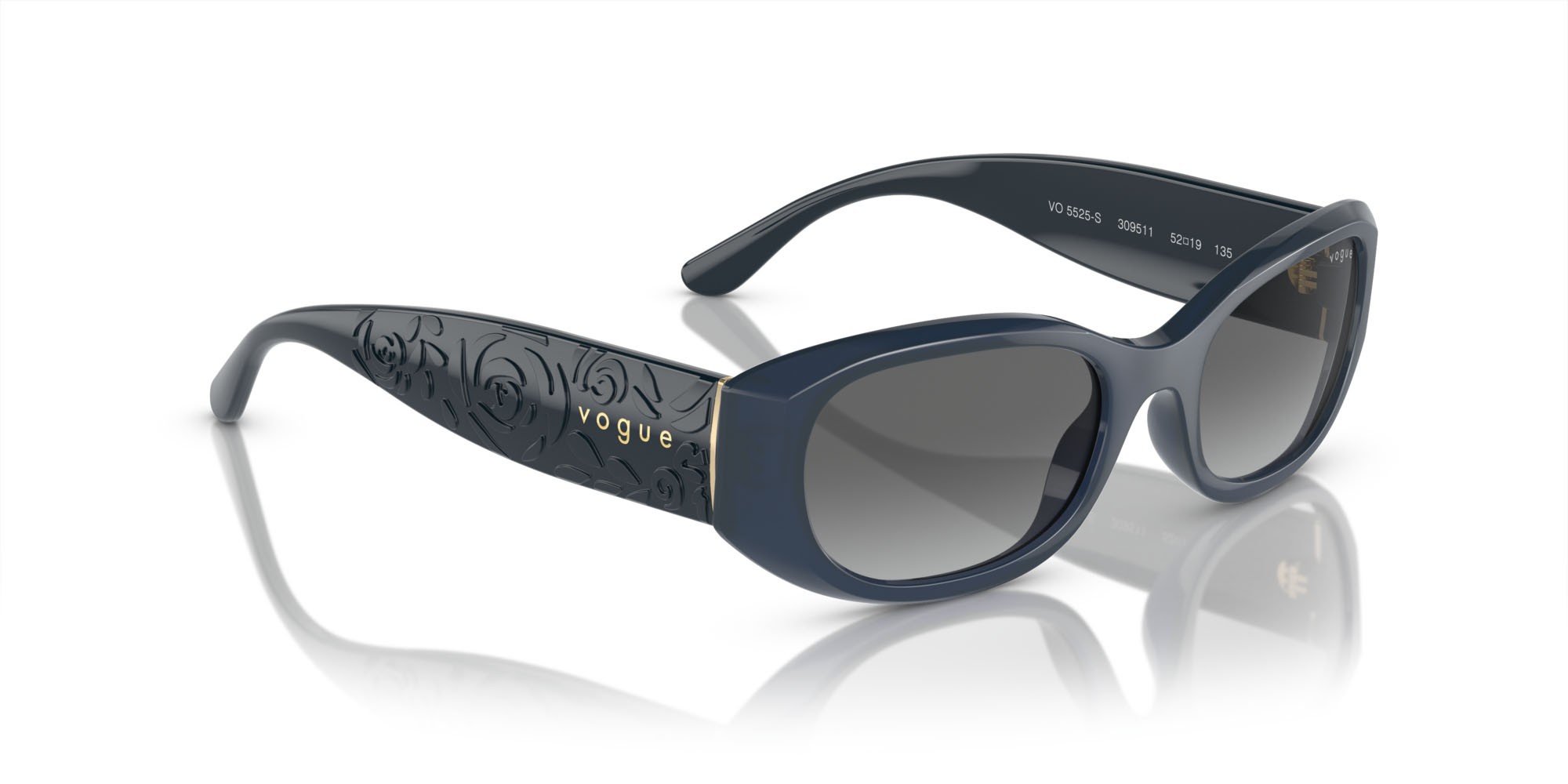 Sunglasses Vogue VO 5525S (309511) color blu scuro opalino shape square lenses grigio sfumato verde scuro