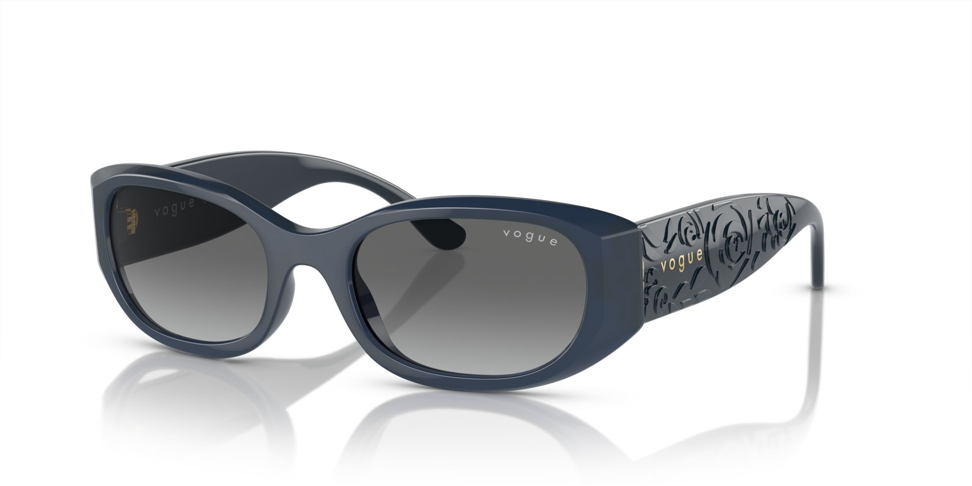 Sunglasses Vogue VO 5525S (309511) color blu scuro opalino shape square lenses grigio sfumato verde scuro