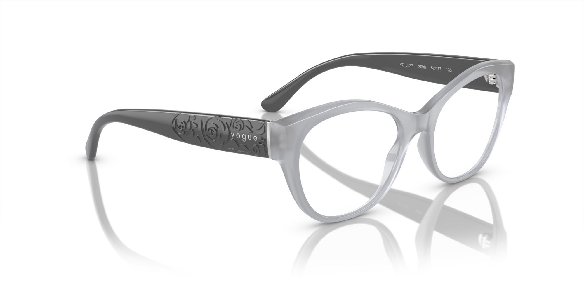 Eyeglasses Vogue VO 5527 (3098) color grigio opale shape irregular lenses lente demo