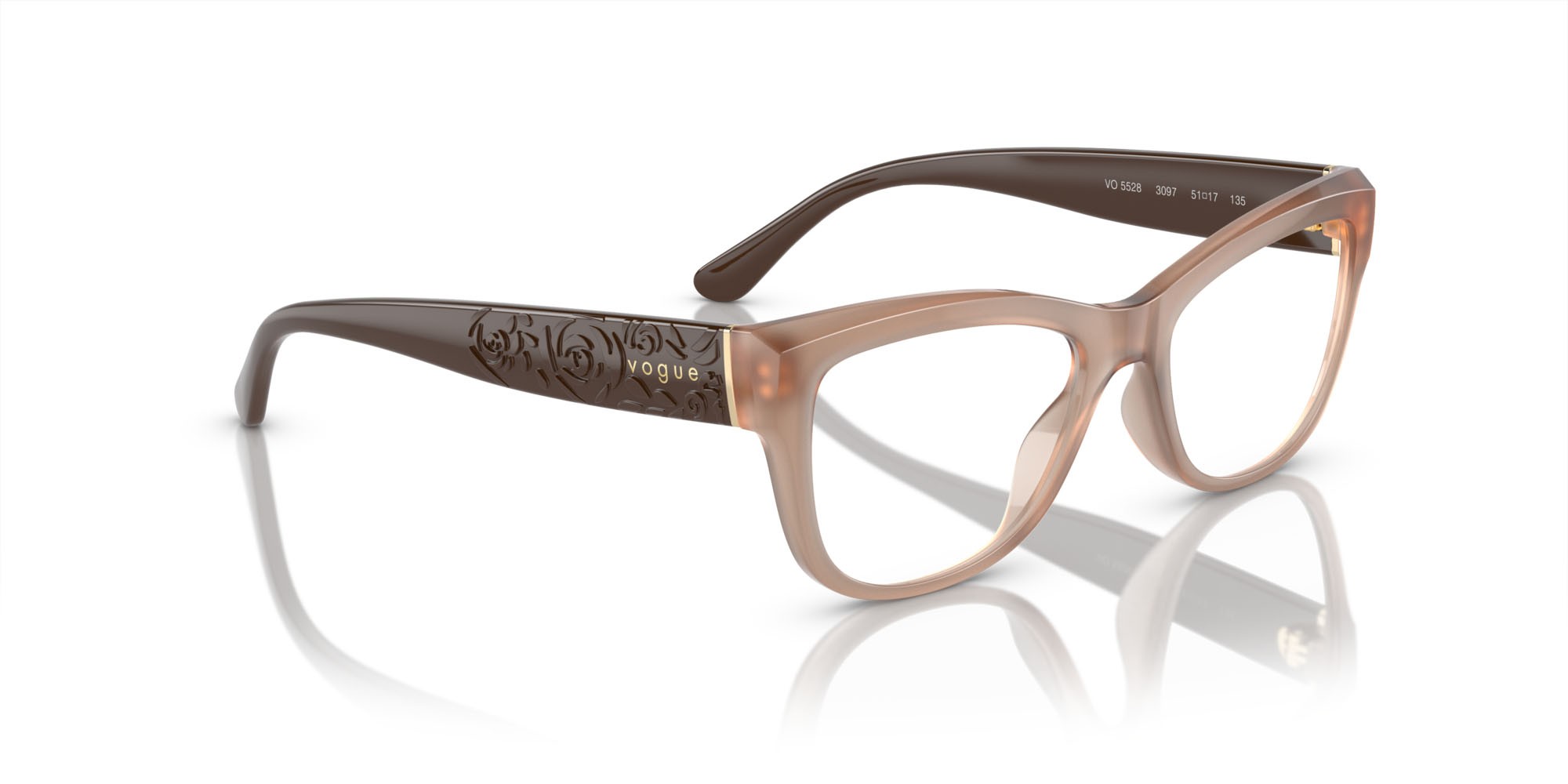 Eyeglasses Vogue VO 5528 (3097) color marrone chiaro opalino shape cat eye lenses lente demo