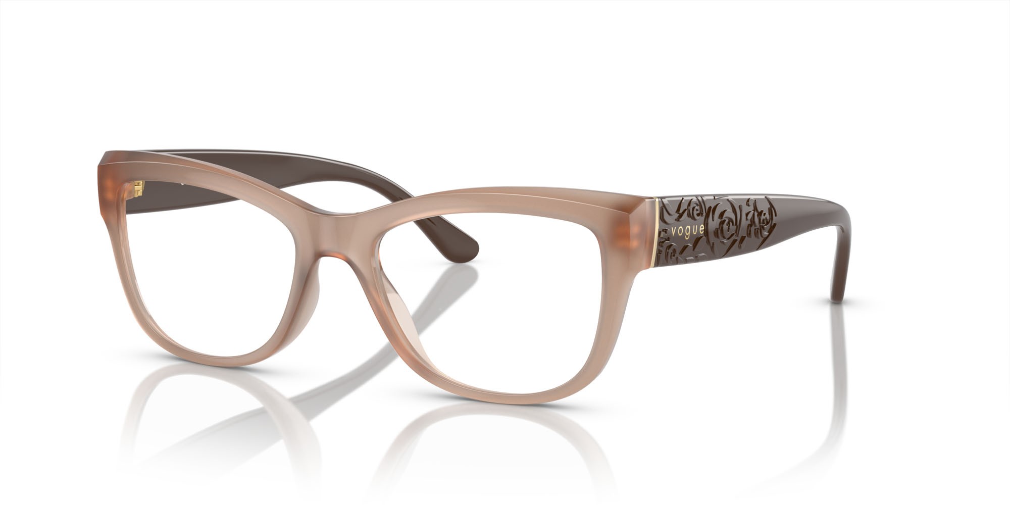 Eyeglasses Vogue VO 5528 (3097) color marrone chiaro opalino shape cat eye lenses lente demo
