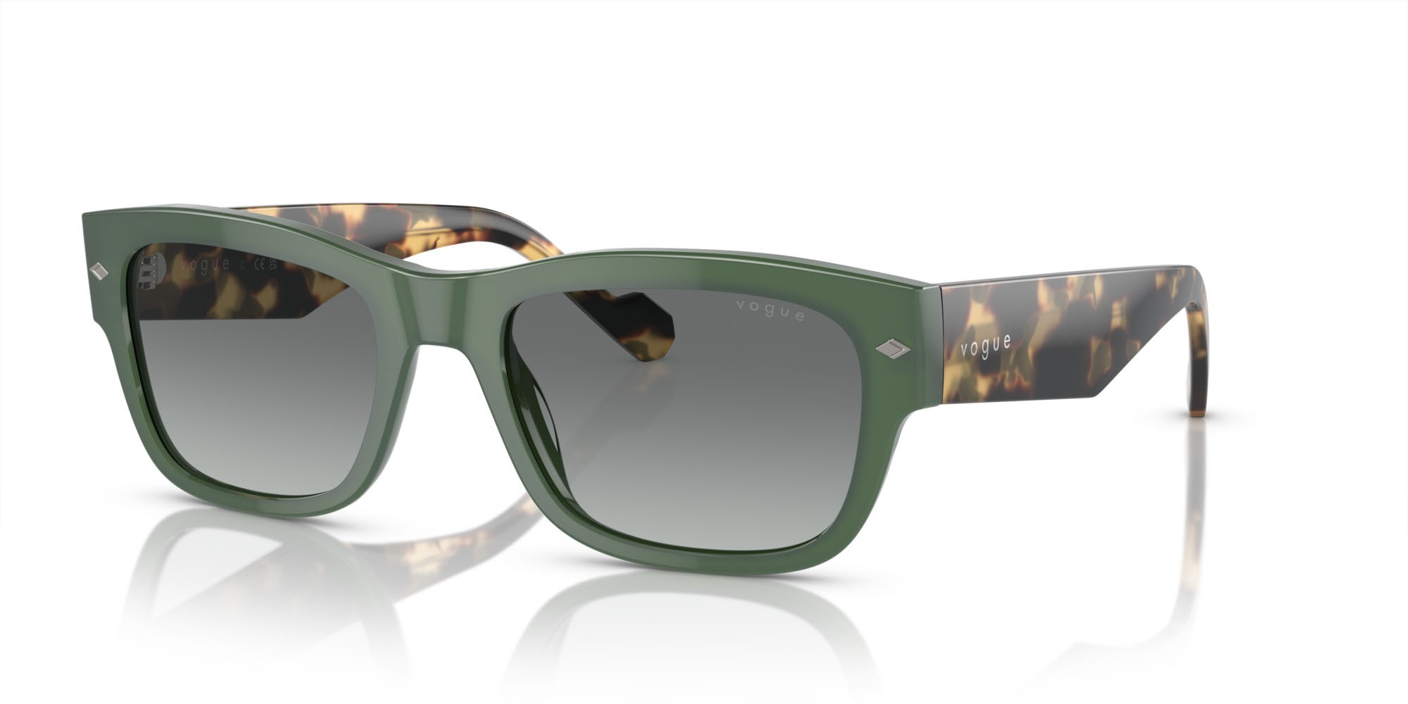 Sonnenbrillen Vogue VO 5530S (309211) farbe verde polvere full form quadratisch gläser sfumato grigio