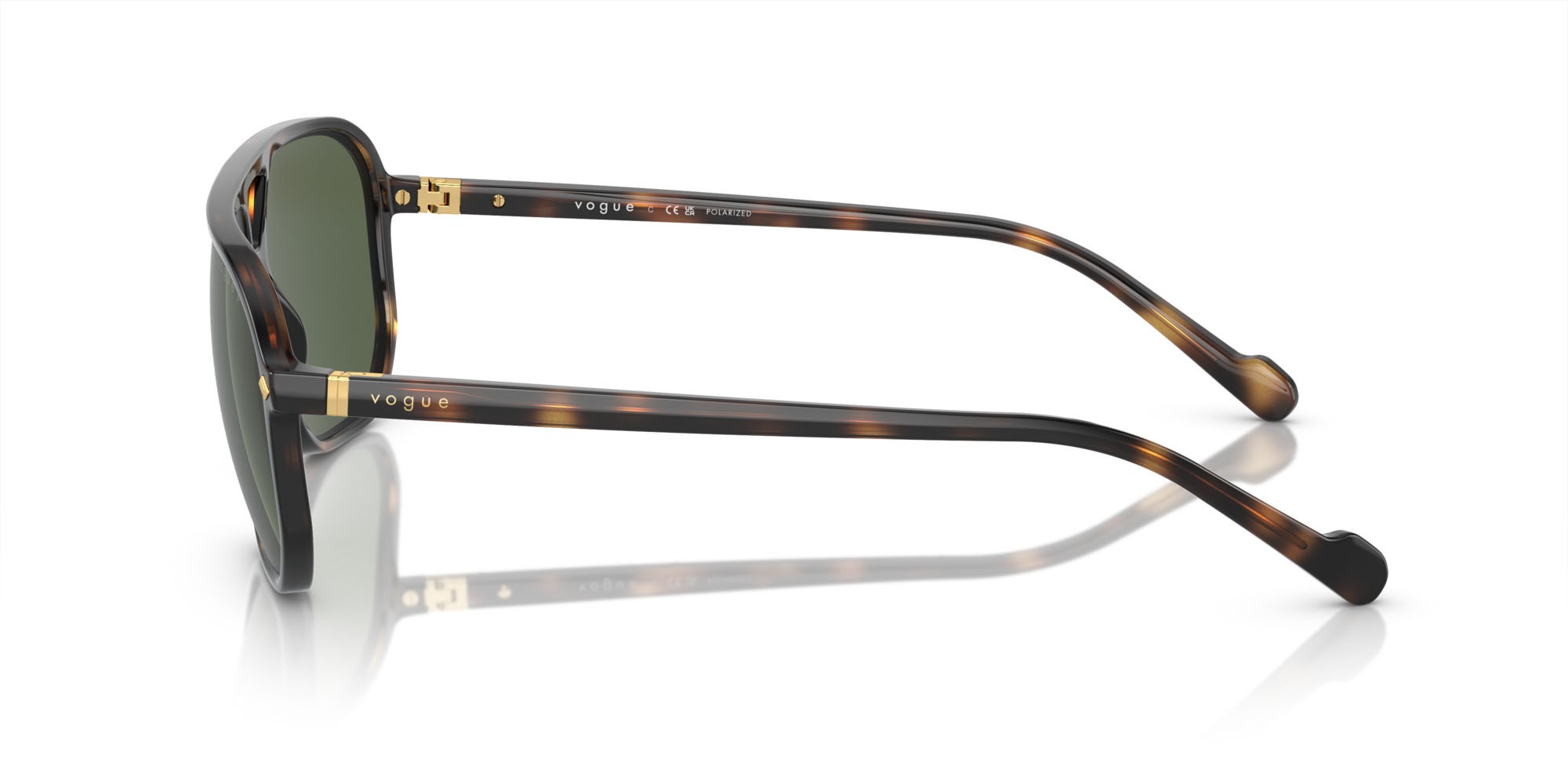 Occhiali da sole Vogue VO 5531S (27189A) colore havana scuro totale forma irregolare lenti verde scuro polarizzata