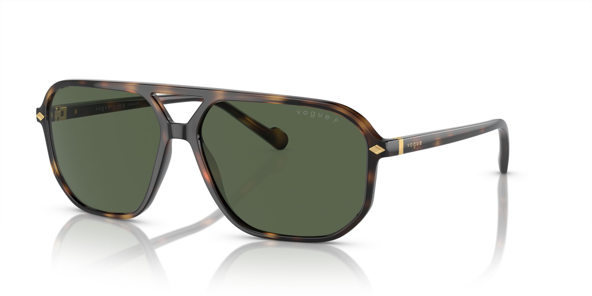 Occhiali da sole Vogue VO 5531S (27189A) colore havana scuro totale forma irregolare lenti verde scuro polarizzata