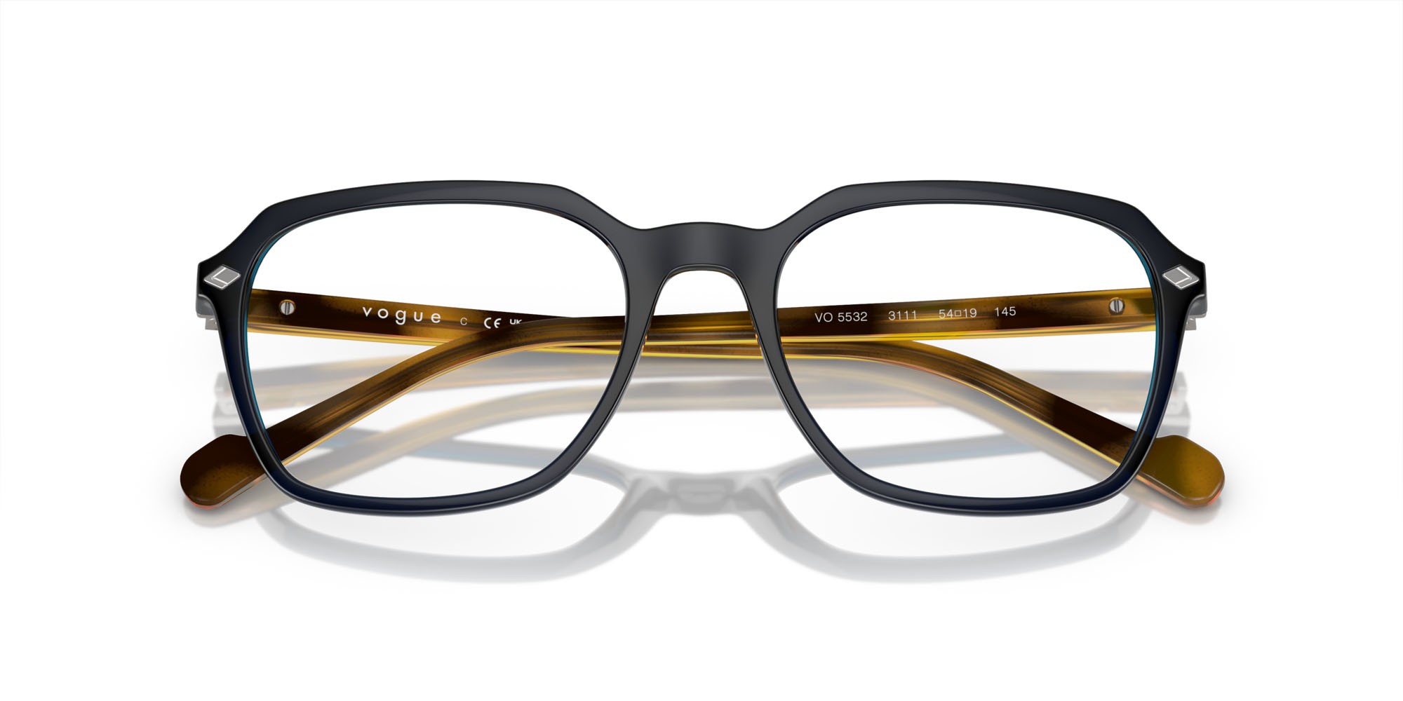 Eyeglasses Vogue VO 5532 (3111) color blu scuro trasparente shape square lenses lente demo