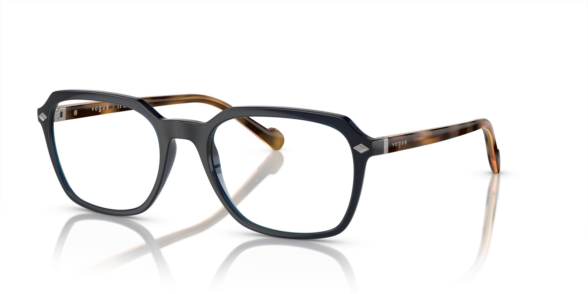 Eyeglasses Vogue VO 5532 (3111) color blu scuro trasparente shape square lenses lente demo