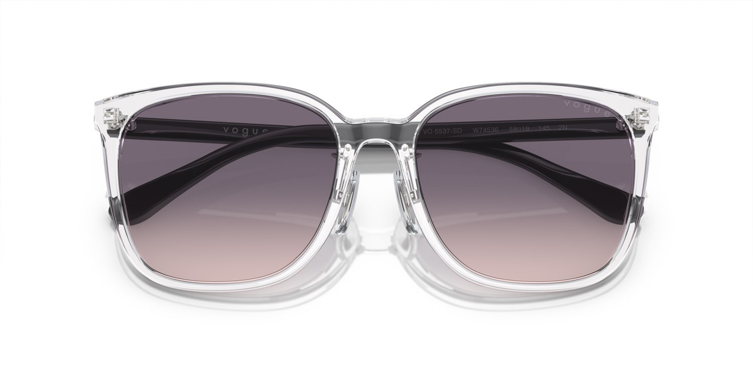 Sunglasses Vogue VO 5537SD (W74536) color trasparente shape square lenses rosa sfumato viola scuro