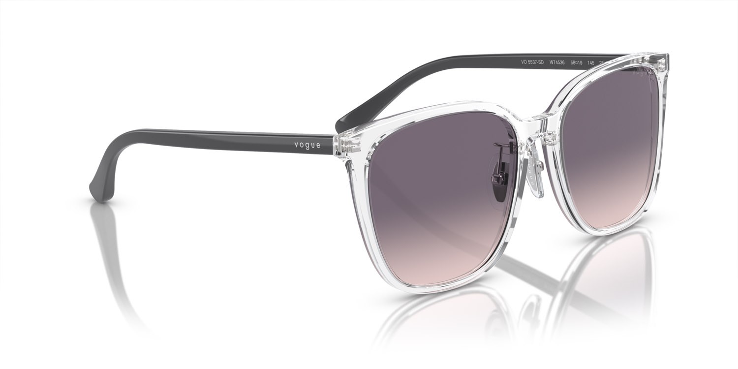 Sunglasses Vogue VO 5537SD (W74536) color trasparente shape square lenses rosa sfumato viola scuro