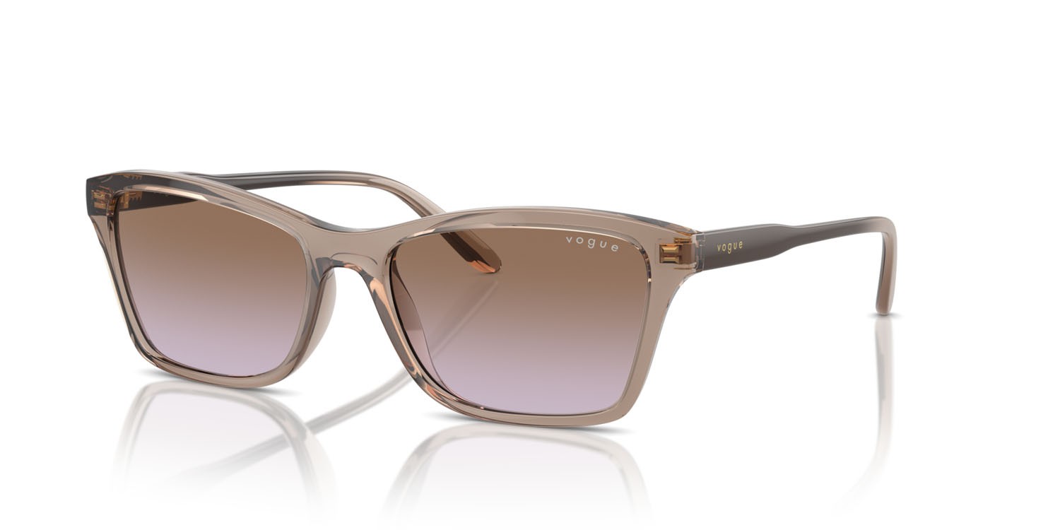 Occhiali da sole Vogue VO 5551S (294068) colore marrone trasparente forma quadrato lenti violetto sfumato marrone