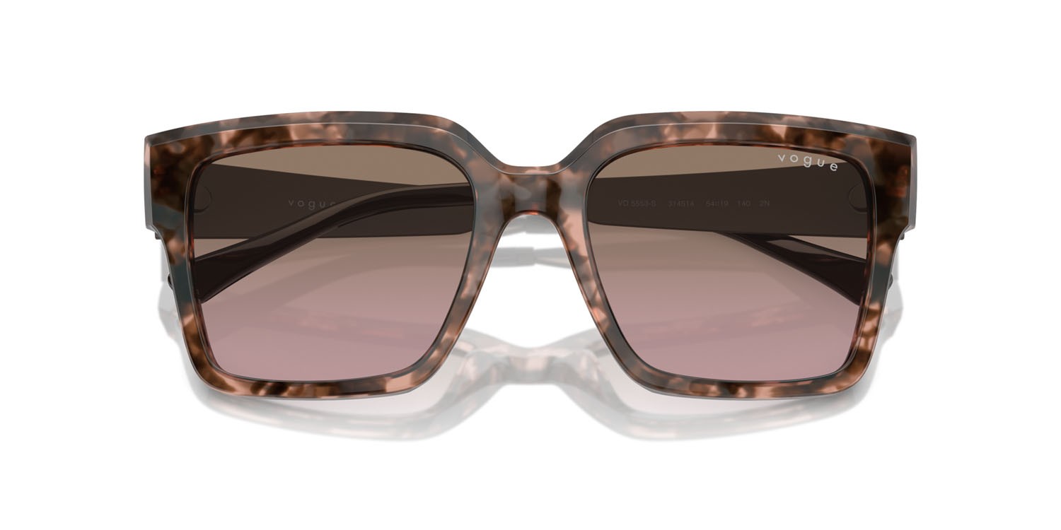 Sunglasses Vogue VO 5553S (314514) color rosa tartarugato shape square lenses rosa sfumato marrone