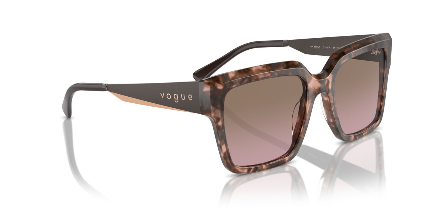 Sunglasses Vogue VO 5553S (314514) color rosa tartarugato shape square lenses rosa sfumato marrone