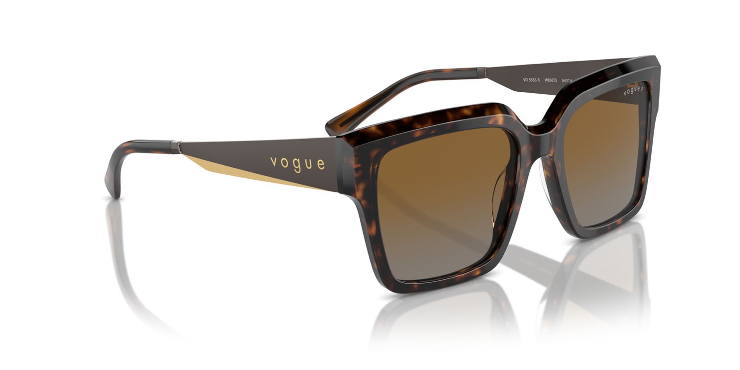 Sunglasses Vogue VO 5553S (W656T5) color havana scuro shape square lenses gradient brown polarized