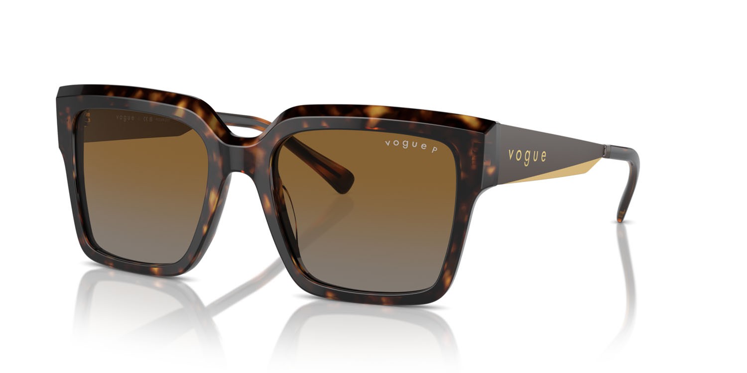 Sunglasses Vogue VO 5553S (W656T5) color havana scuro shape square lenses gradient brown polarized