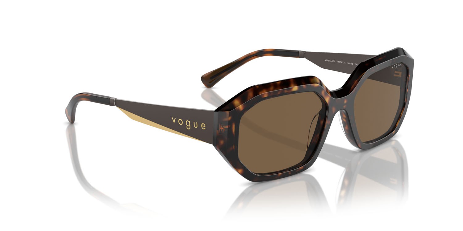 Sunglasses Vogue VO 5554S (W65673) color havana scuro shape irregular lenses marrone scuro