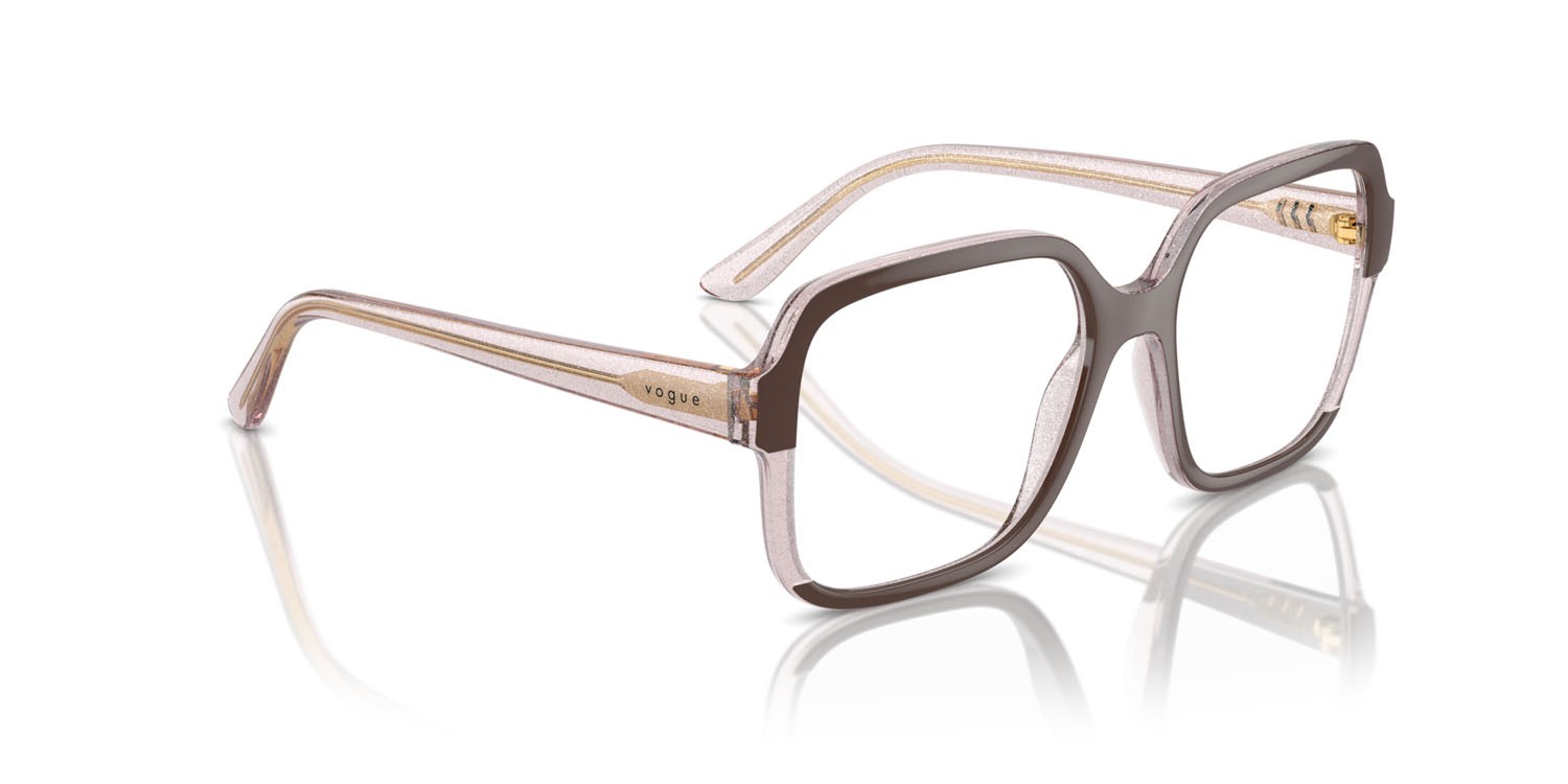Brillen Vogue VO 5555 (3136) farbe brown/transparent rose glitter form quadratisch gläser lente demo