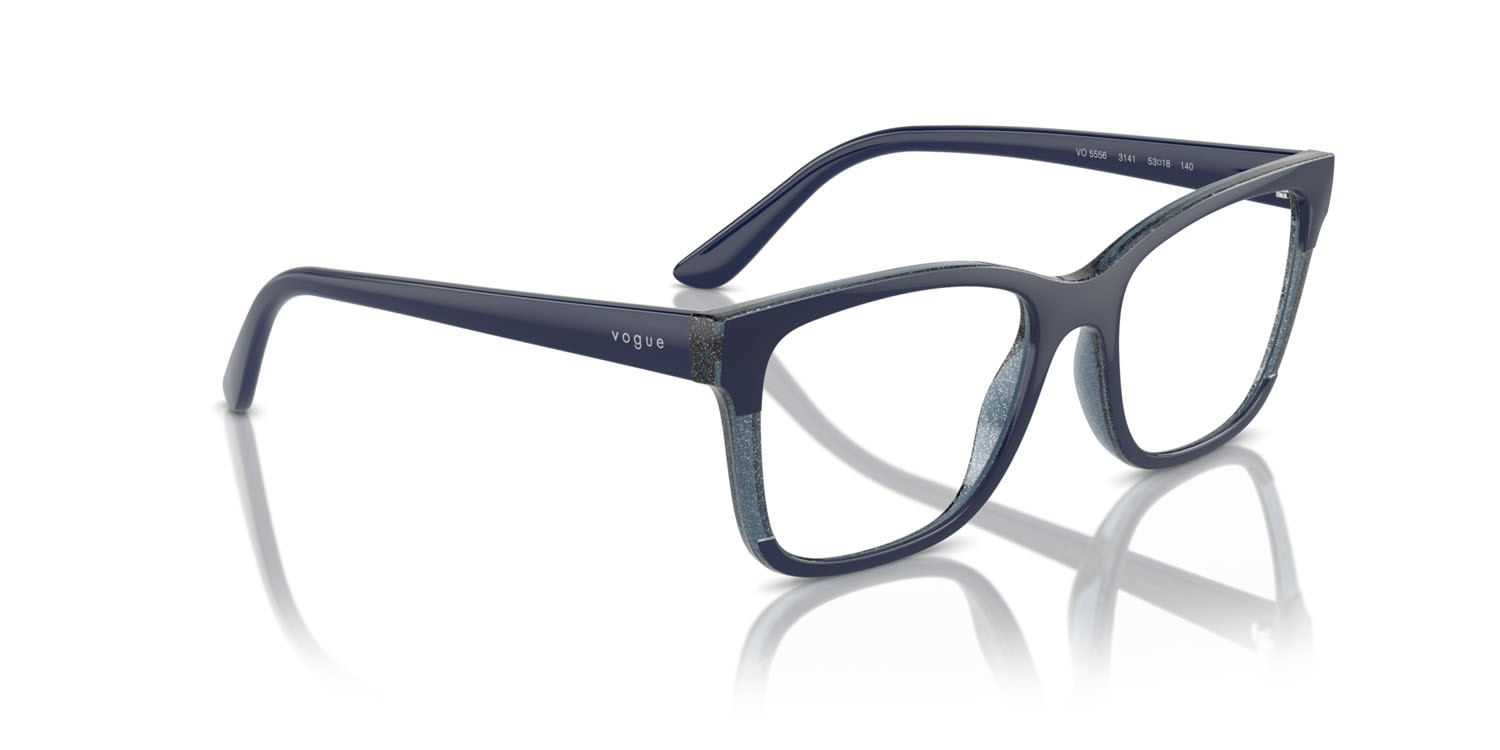 Brillen Vogue VO 5556 (3141) farbe blue/transparent blue glitter form rechteckig gläser lente demo