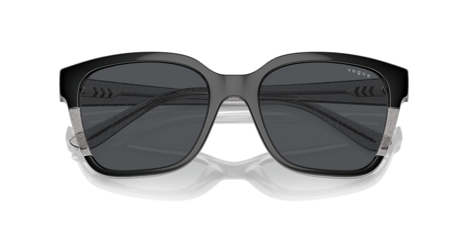 Sunglasses Vogue VO 5558S (313387) color black/transparent grey glitter shape square lenses grigio scuro