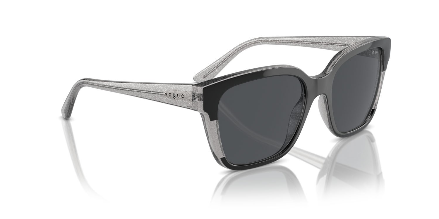 Sunglasses Vogue VO 5558S (313387) color black/transparent grey glitter shape square lenses grigio scuro