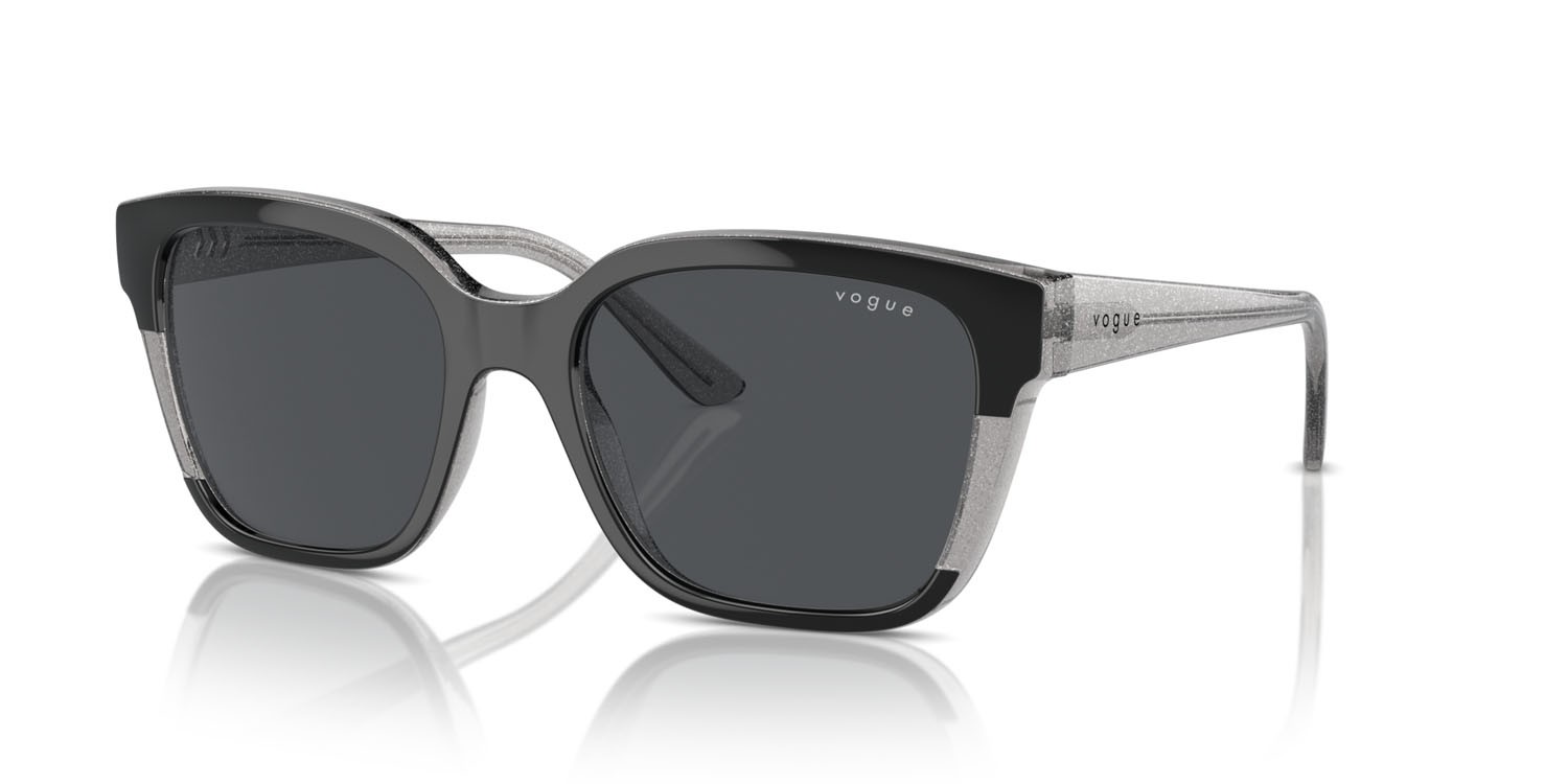 Sunglasses Vogue VO 5558S (313387) color black/transparent grey glitter shape square lenses grigio scuro