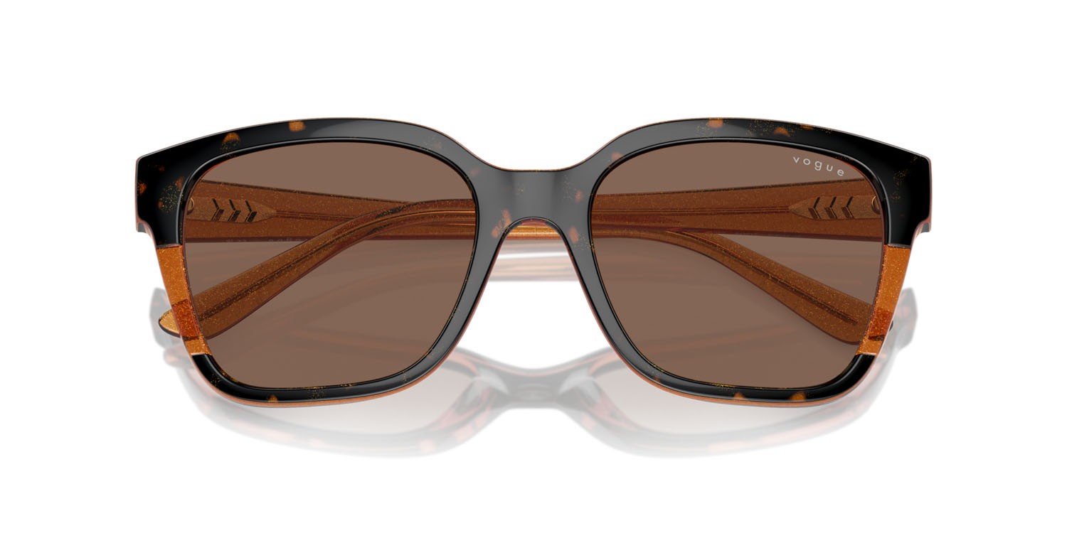 Sunglasses Vogue VO 5558S (313473) color havana/transparent brown glitter shape square lenses marrone scuro