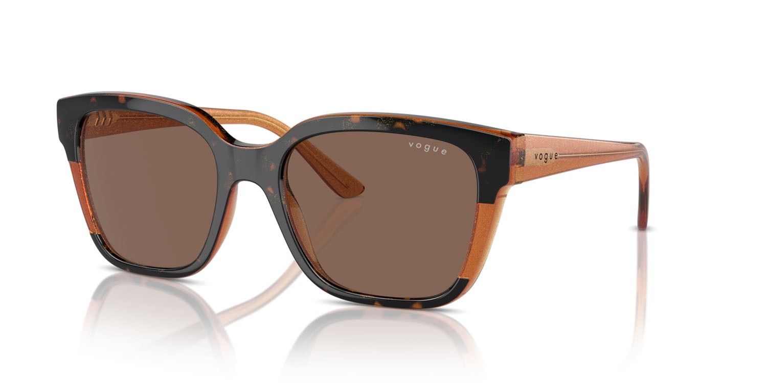 Sunglasses Vogue VO 5558S (313473) color havana/transparent brown glitter shape square lenses marrone scuro