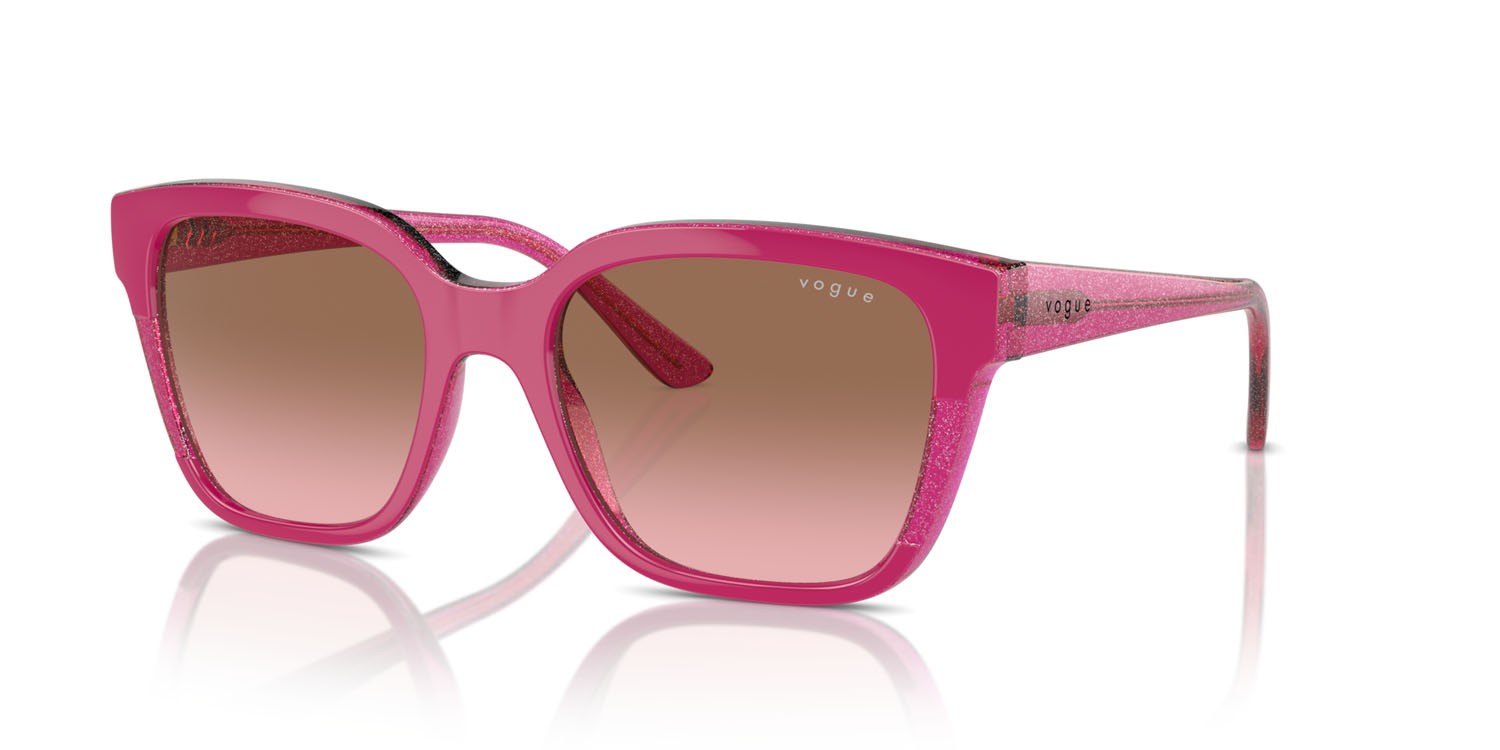 Sunglasses Vogue VO 5558S (313514) color cherry/transparent fuchsia glitter shape square lenses rosa sfumato marrone