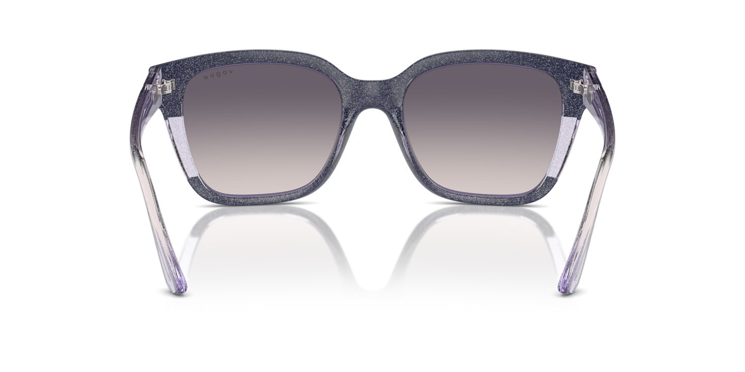 Sunglasses Vogue VO 5558S (313736) color blue/transparent lilac glitter shape square lenses rosa sfumato grigio scuro