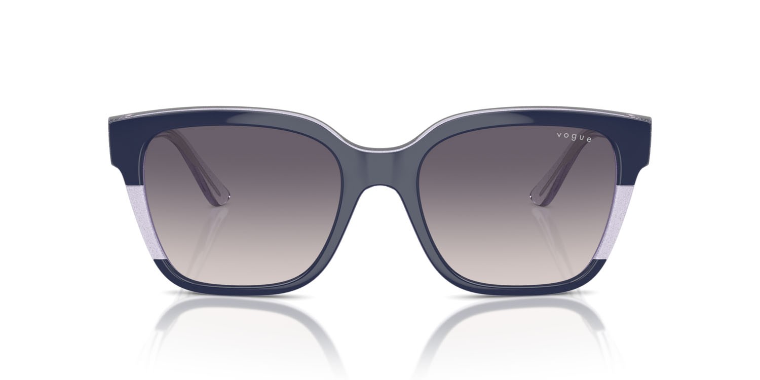 Sunglasses Vogue VO 5558S (313736) color blue/transparent lilac glitter shape square lenses rosa sfumato grigio scuro