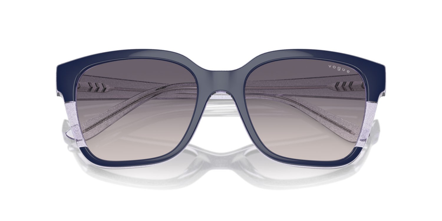 Sunglasses Vogue VO 5558S (313736) color blue/transparent lilac glitter shape square lenses rosa sfumato grigio scuro