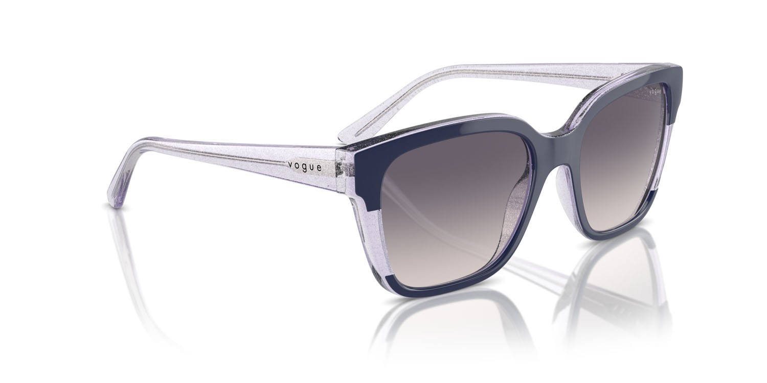 Sunglasses Vogue VO 5558S (313736) color blue/transparent lilac glitter shape square lenses rosa sfumato grigio scuro