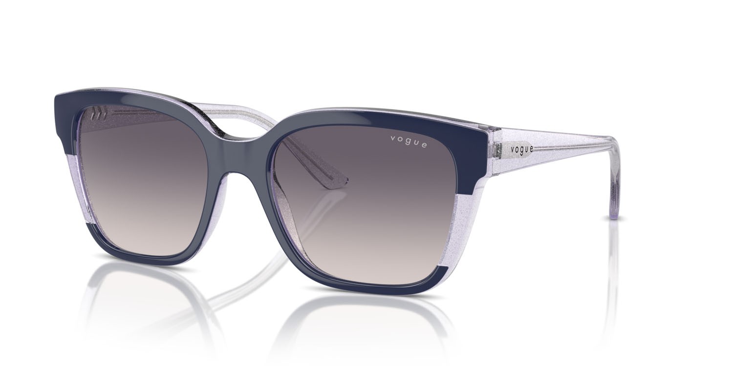 Sunglasses Vogue VO 5558S (313736) color blue/transparent lilac glitter shape square lenses rosa sfumato grigio scuro