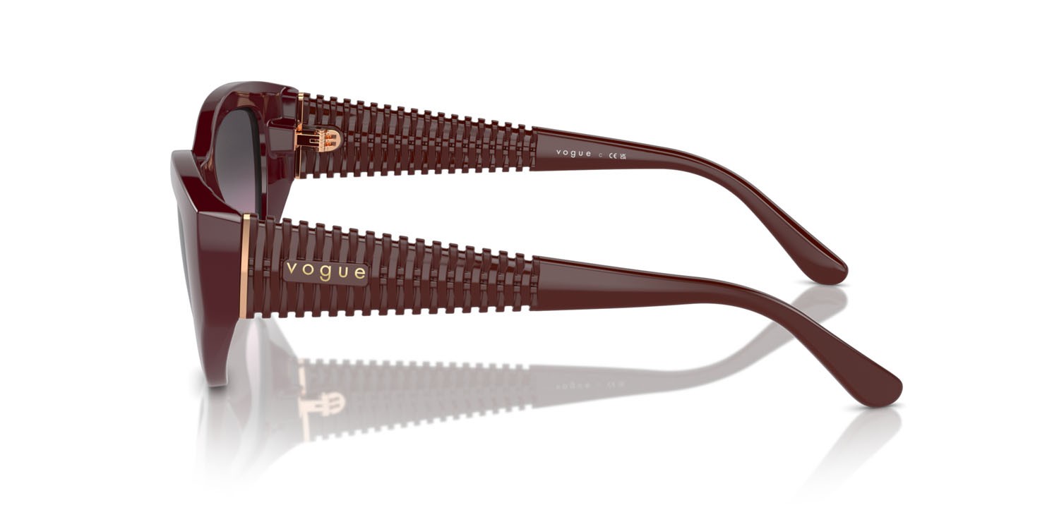 Sunglasses Vogue VO 5566S (304890) color bordeaux full shape cat eye lenses violetto sfumato grigio