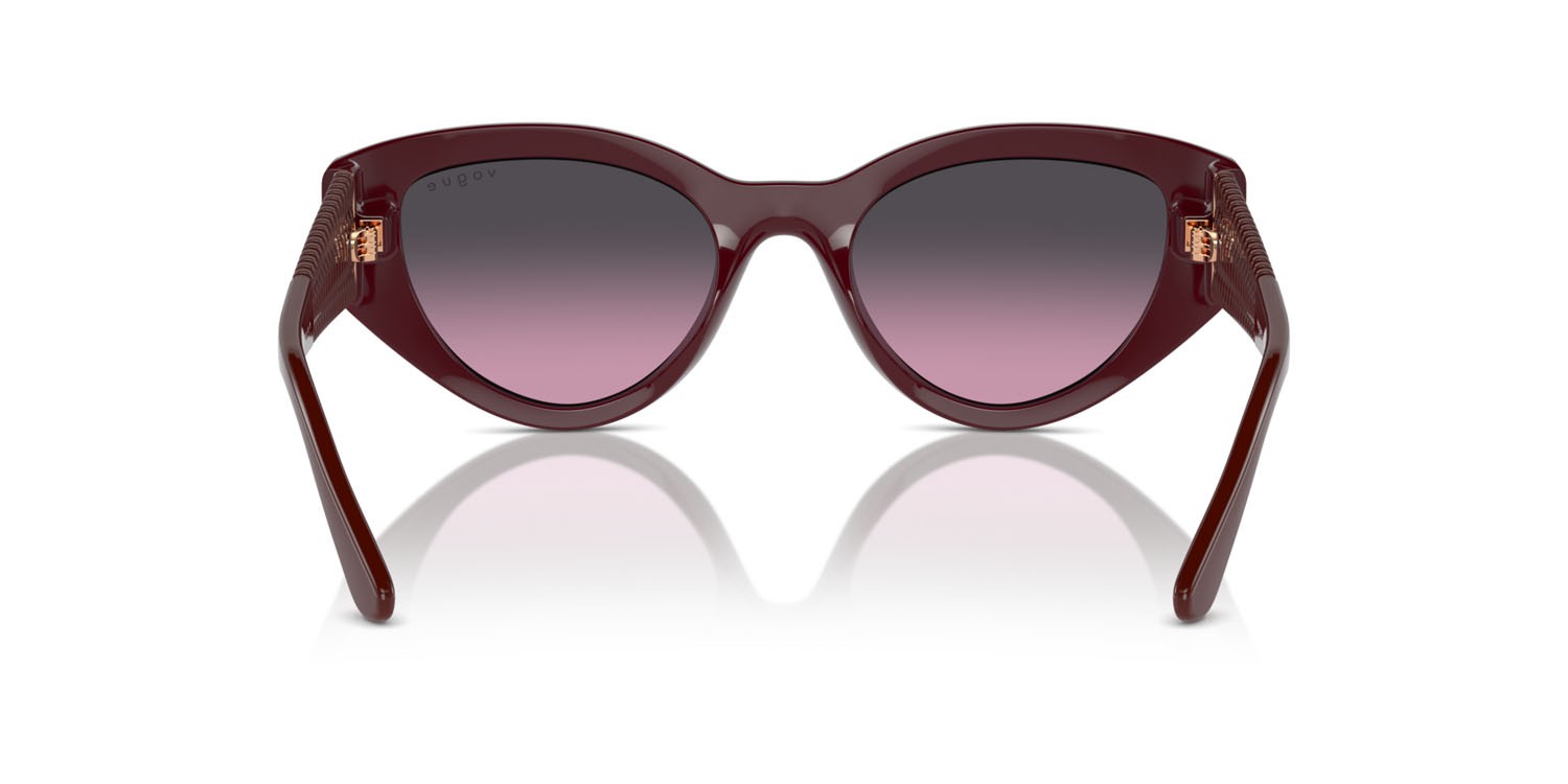 Sunglasses Vogue VO 5566S (304890) color bordeaux full shape cat eye lenses violetto sfumato grigio