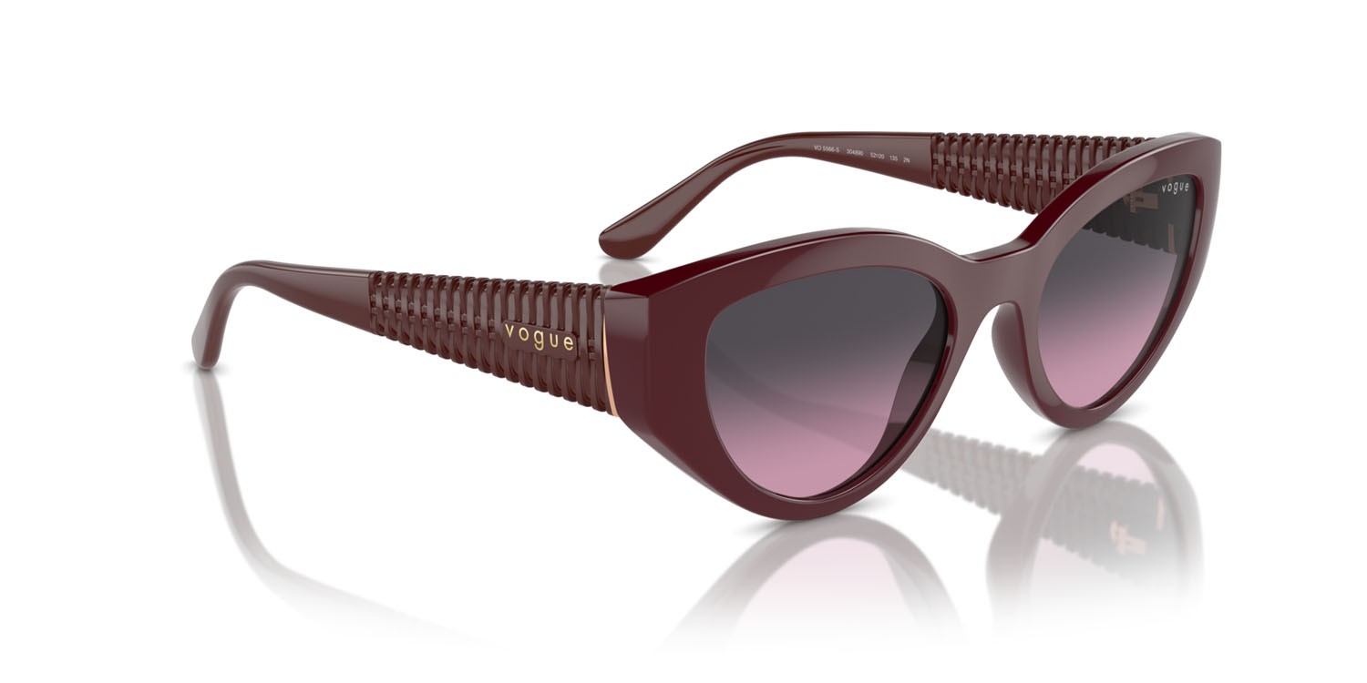 Sunglasses Vogue VO 5566S (304890) color bordeaux full shape cat eye lenses violetto sfumato grigio