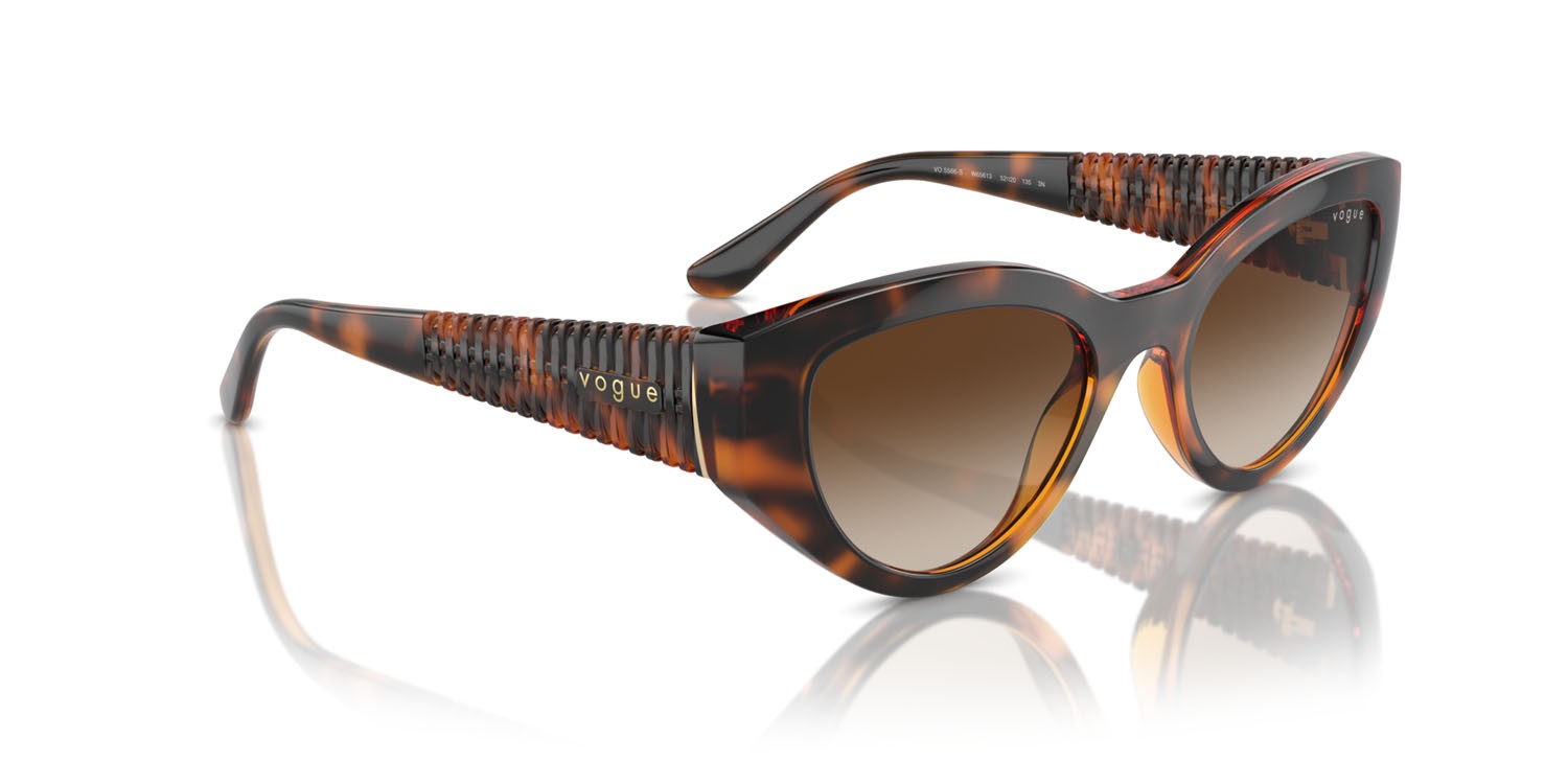 Sunglasses Vogue VO 5566S (W65613) color havana scuro shape cat eye lenses marrone sfumato