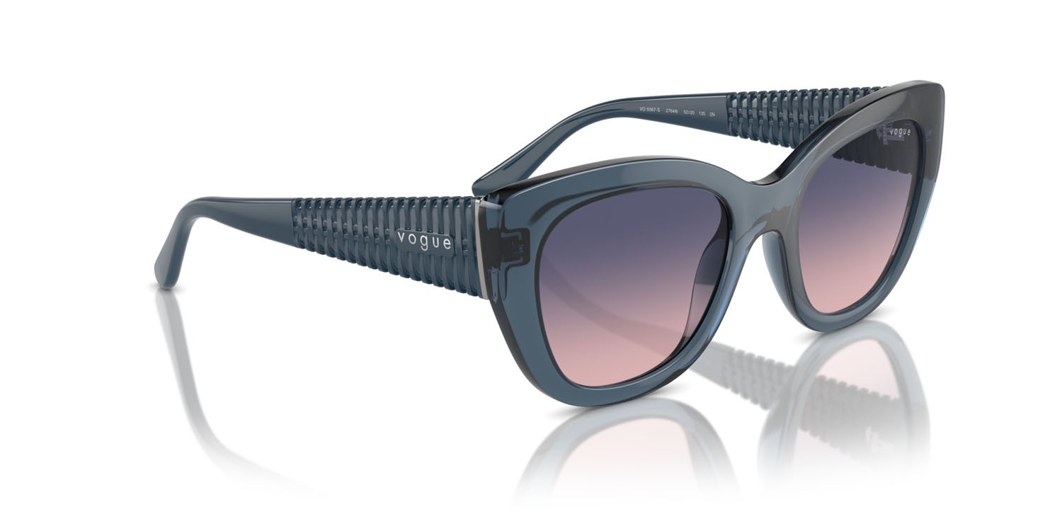 Sunglasses Vogue VO 5567S (2764I6) color blu trasparente shape butterfly lenses rosa sfumato blu