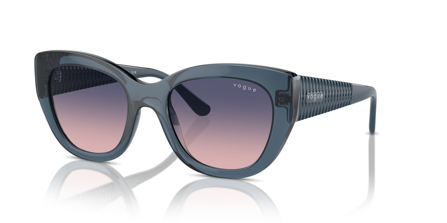 Sunglasses Vogue VO 5567S (2764I6) color blu trasparente shape butterfly lenses rosa sfumato blu