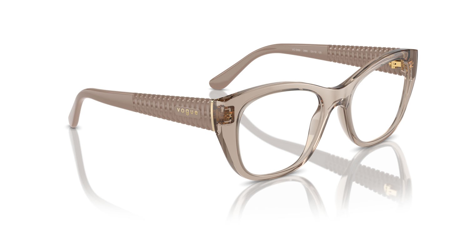 Eyeglasses Vogue VO 5569 (2990) color caramello trasparente shape cat eye lenses lente demo