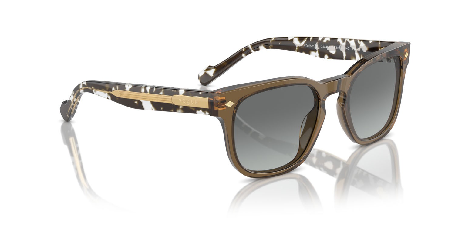 Occhiali da sole Vogue VO 5571S (314411) colore verde oliva trasparente forma quadrato lenti grigio sfumato